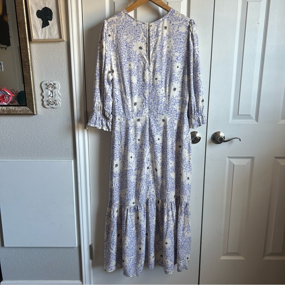 Nobody’s Child white and purple half sleeve floral midi dress - Picture 9 of 10